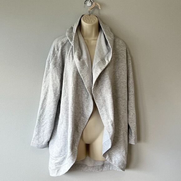 Max Studio Heather Gray Open Hooded Cardigan with Pockets Size S  NWT! - Picture 1 of 8